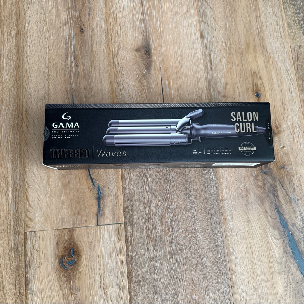 GAMA TRIFERRO Professional SILK CHROME Triple Barrel Salon 1″ Curling Iron NWT